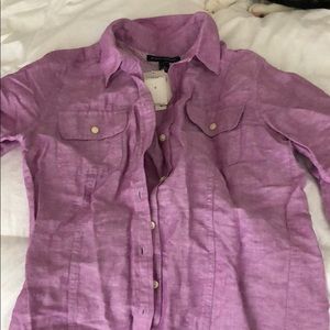 Linen blend button down, gorgeous color!